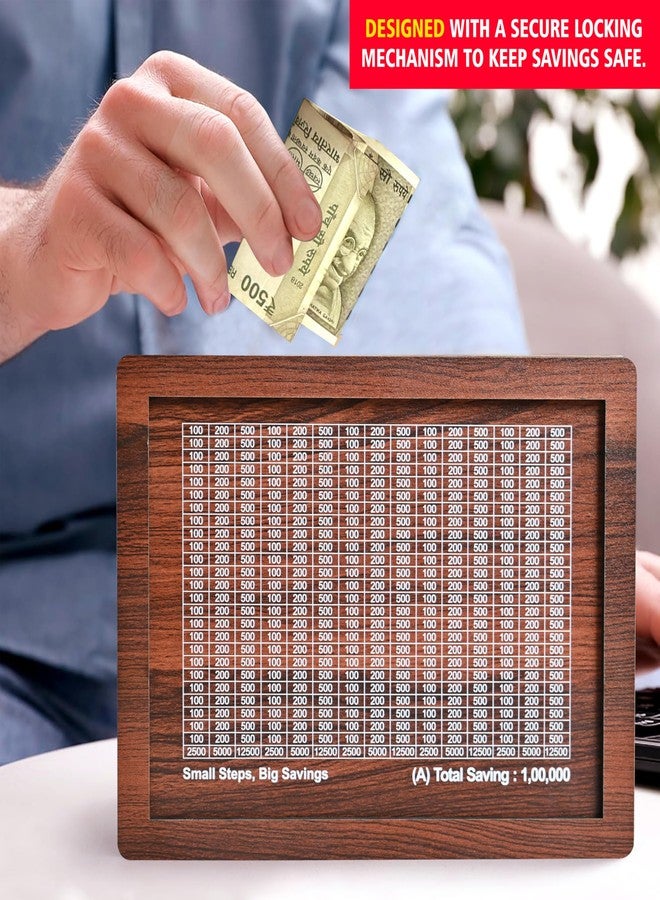 True Flair حصالة نقود خشبية من ترو فلير، صندوق نقود، صندوق عملات معدنية بتصميم مطبوع للأطفال | صندوق تحدي الادخار، صندوق نقود، صندوق توفير خشبي، عملات معدنية (100000) - Image 2
